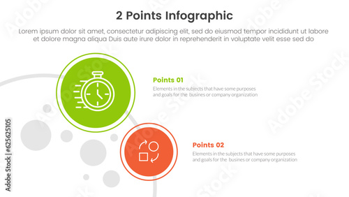 versus or compare and comparison concept for infographic template banner with big and small circle with two point list information vector