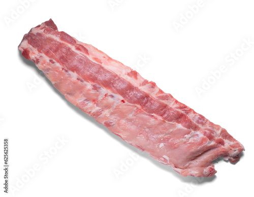 raw whole pork ribs from above with a semitransparent shadow