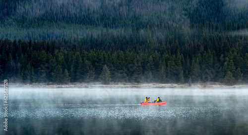 canoe on lake, two jack lake photo