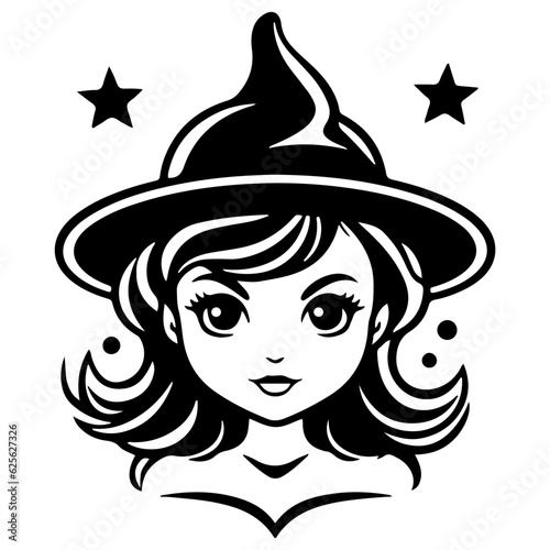 witch outline vector illustration  halloween witch