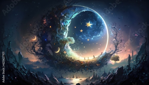 magical night sky wallpaper for kids bedtime theme generative ai