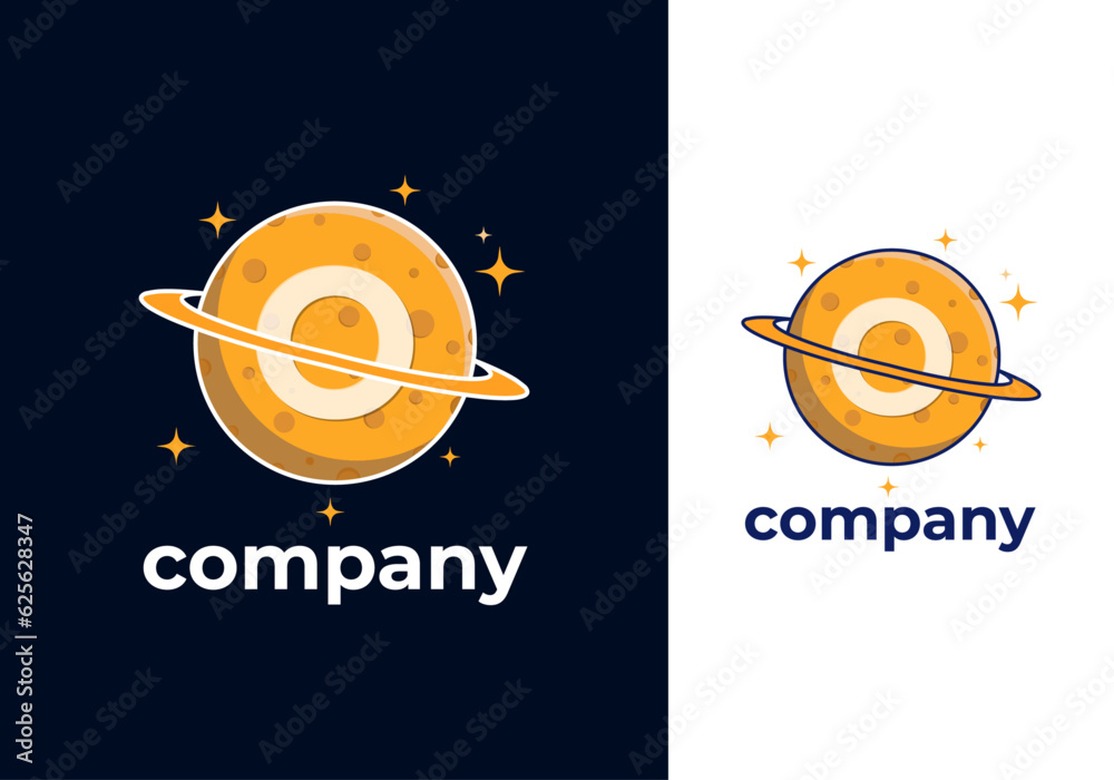 O Letter Planet Logo Design Vector Template. Orange Color Saturn Icon with Ring and Letter O Illustration O Letter Planet Logo Design Vector Template. Orange Color Saturn Icon with Ring and Letter O Illustration