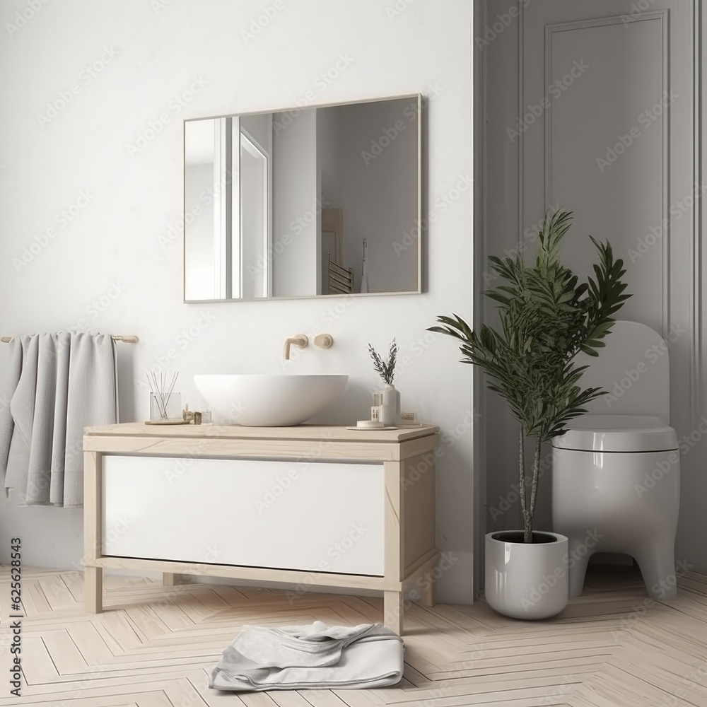 Fototapeta premium modern scandinavia interior bathroom design house beautiful design and decoration style interior ideas and decor background,ai generate
