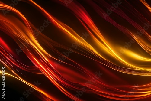Abstract wallpaper with warm glowing wave lines. Generative AI.