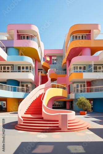 Canvastavla colorful funky vaporwave architecture building
