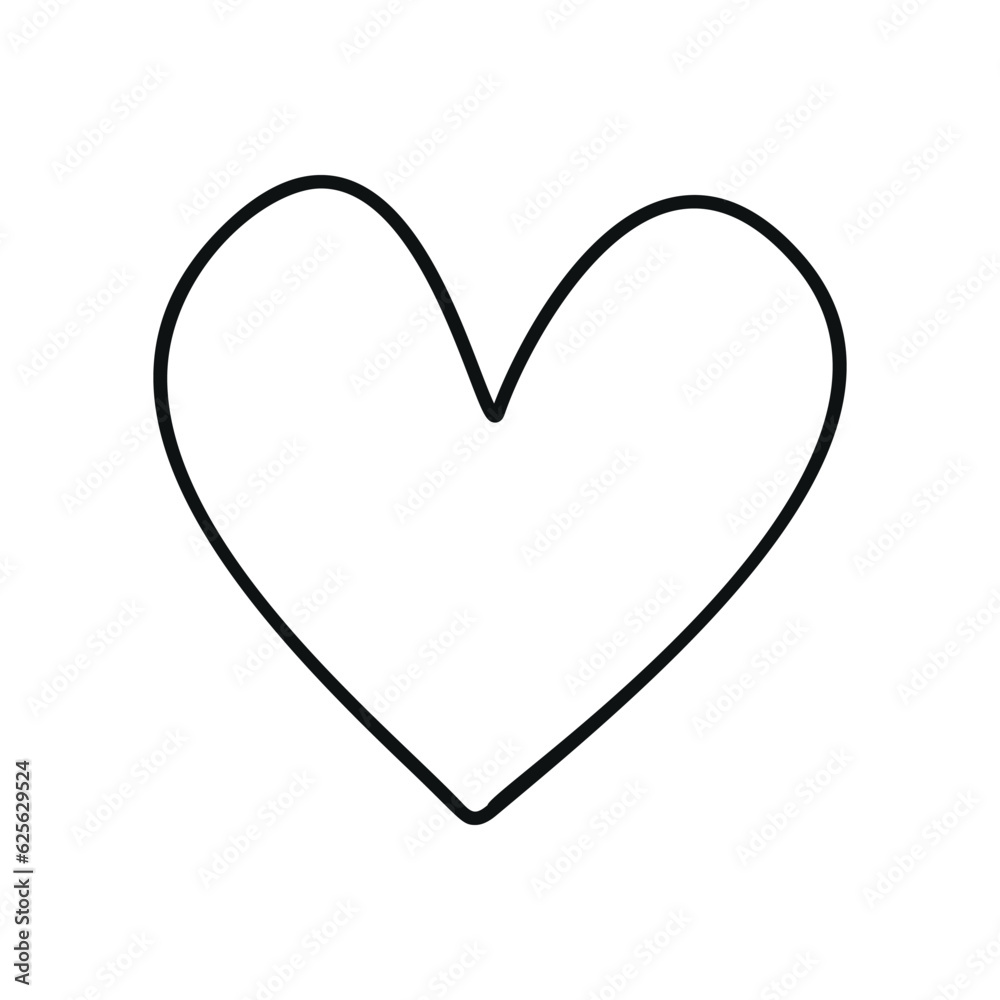 Hand drawn linear vector illustration of hearts