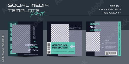 Modern urban futuristic streetwear fashion design for social media post template