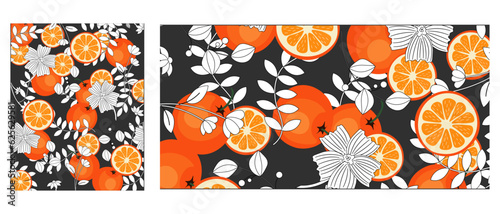 Modern poster citrus and flowers