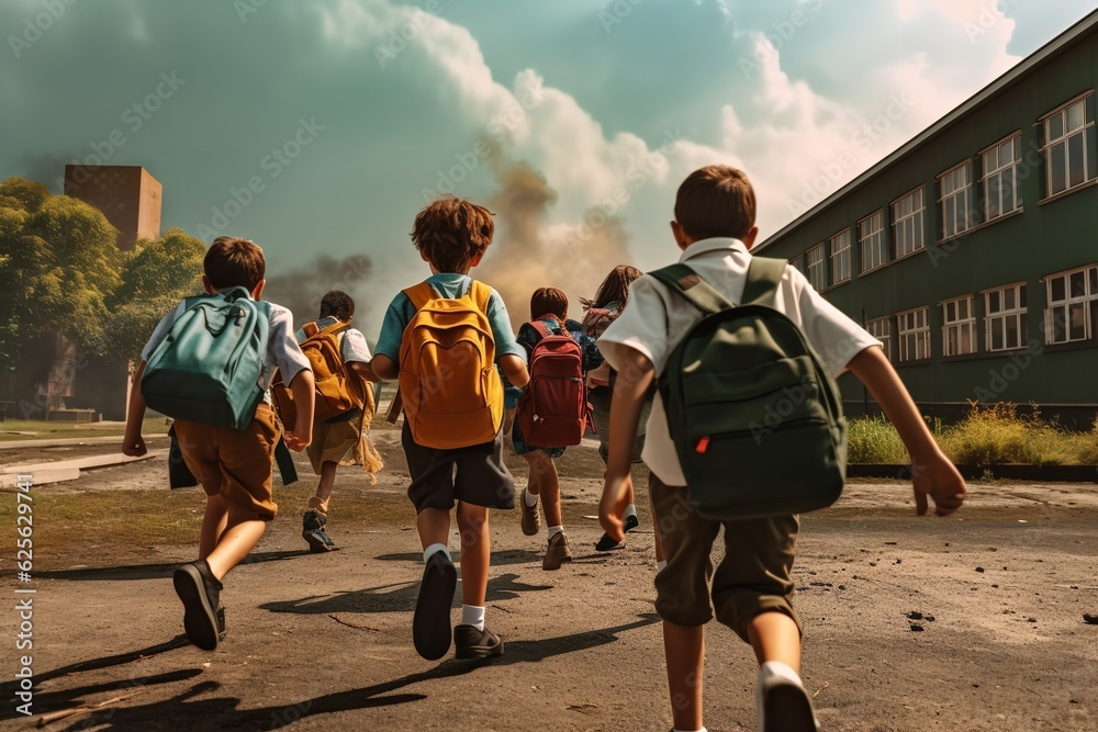 Obraz premium kids children running back to school