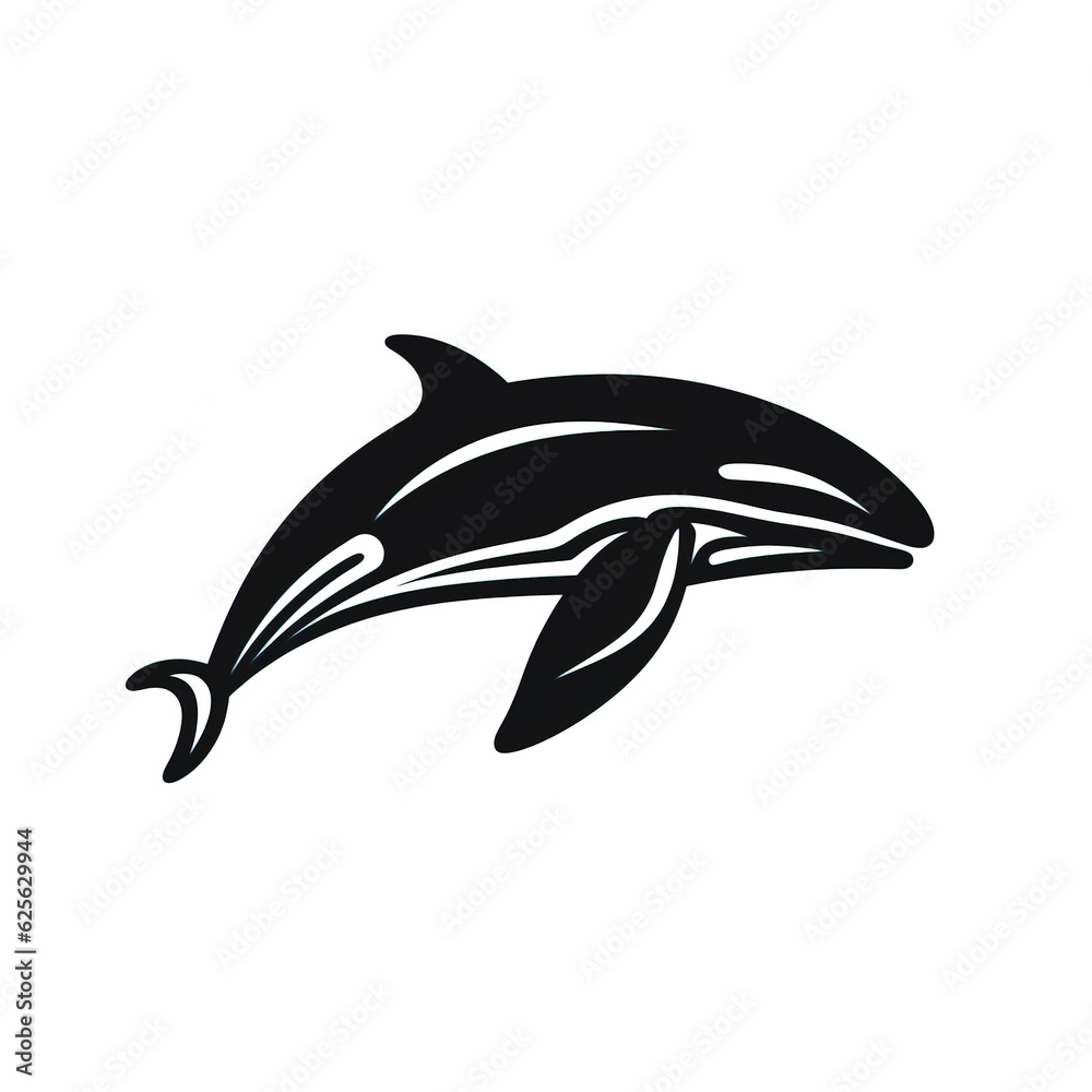 Fototapeta premium Vector whale fish silhouette vector hand drawn