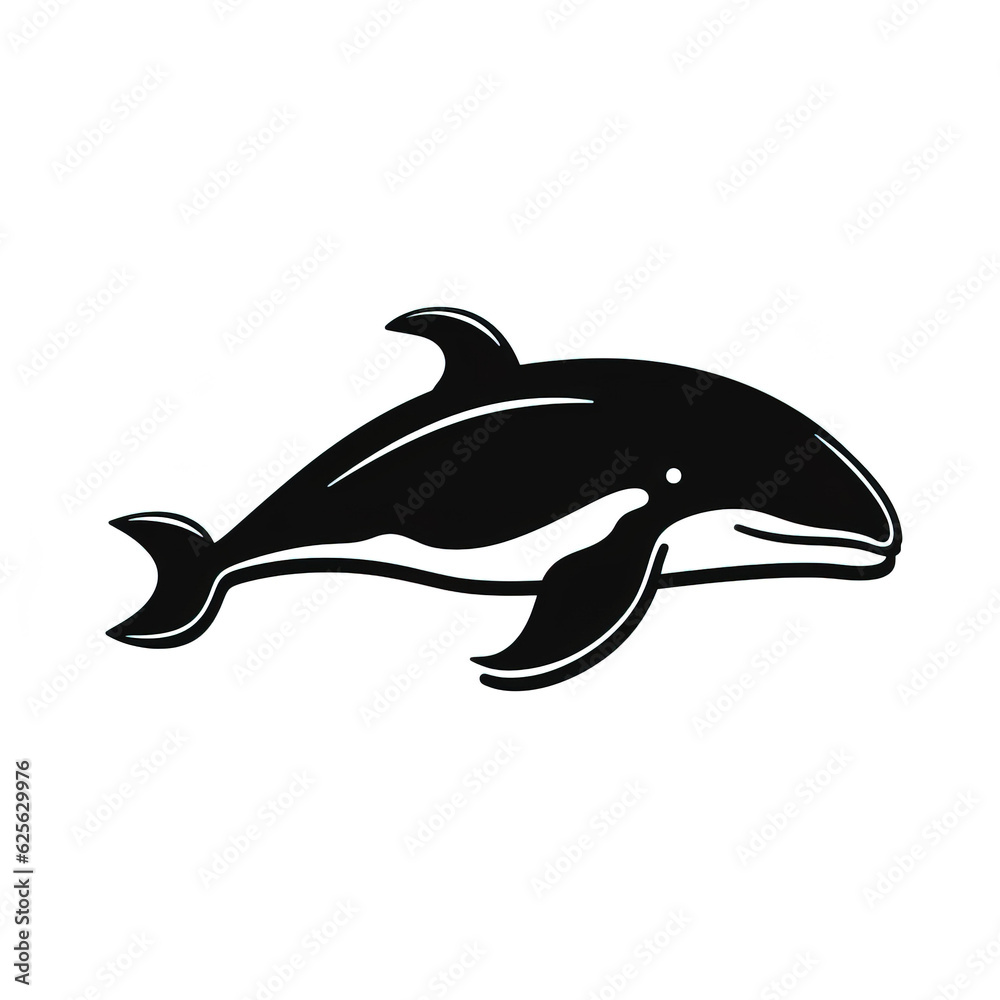 Obraz premium Vector whale fish silhouette vector hand drawn