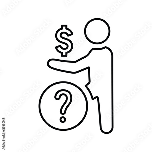 Investment confusion icon. Line, outline design.