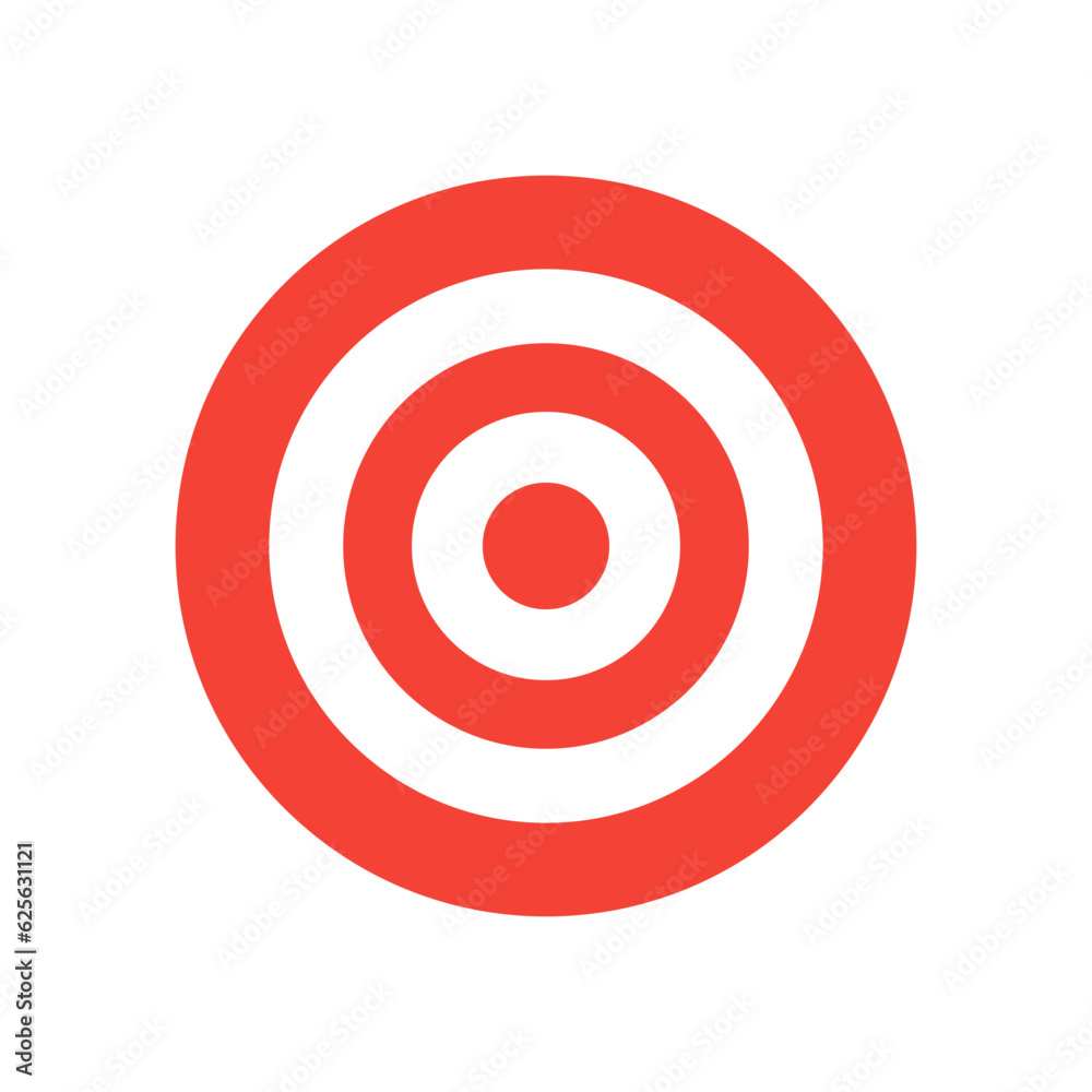 Red target icon. Business or marketing goal sign isolated on white background. Vector illustration