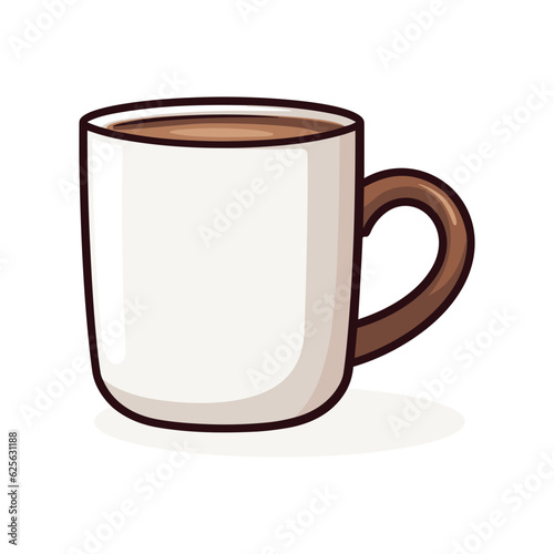 Cup of fresh coffee or cocoa on white background. Vector illustration