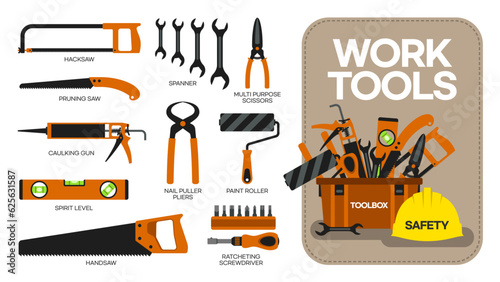 Toolboxes and tool sets for the work