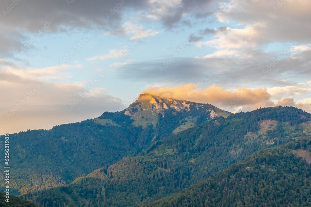 the Schafberg mountain at sunset, Alps, Austria