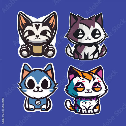Fototapeta Naklejka Na Ścianę i Meble -  A Cute Mascot Cat Logo Vector Art flat Design