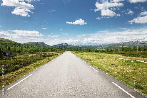 Bergstrasse über ein Fjell in Norwegen