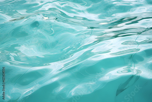 High detailed Close-up of blue water in the pool. Side view. Copy space.Bokeh light ripple background in the pool for walllpaper, background and design art work Generative AI