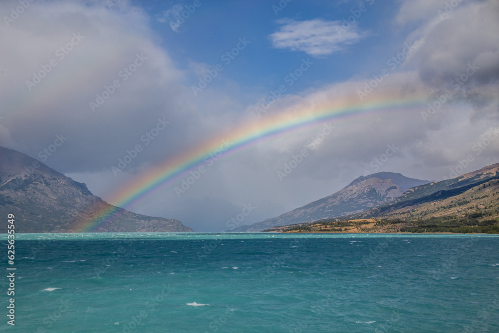 Landscape of Argentine Patagonia and view of a rainbow - El Calafate, Argentina	
