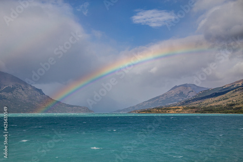 Landscape of Argentine Patagonia and view of a rainbow - El Calafate, Argentina 