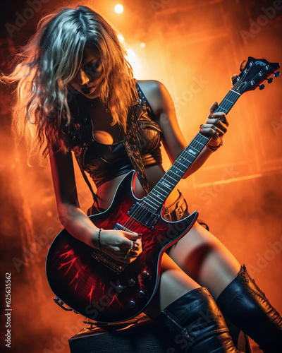 Female rock star with guitar