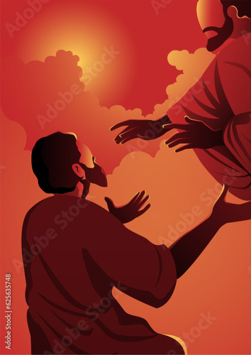Jesus healing a blind man by touching his eyes