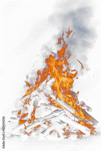 Campfire Isolated with Burning Logs and Transparent Background