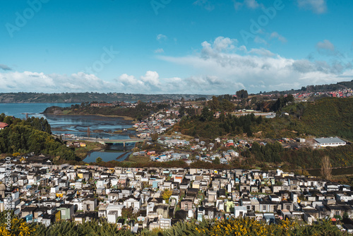 birdseye view of the town of Castro by the sea on Chiloe © Hannes