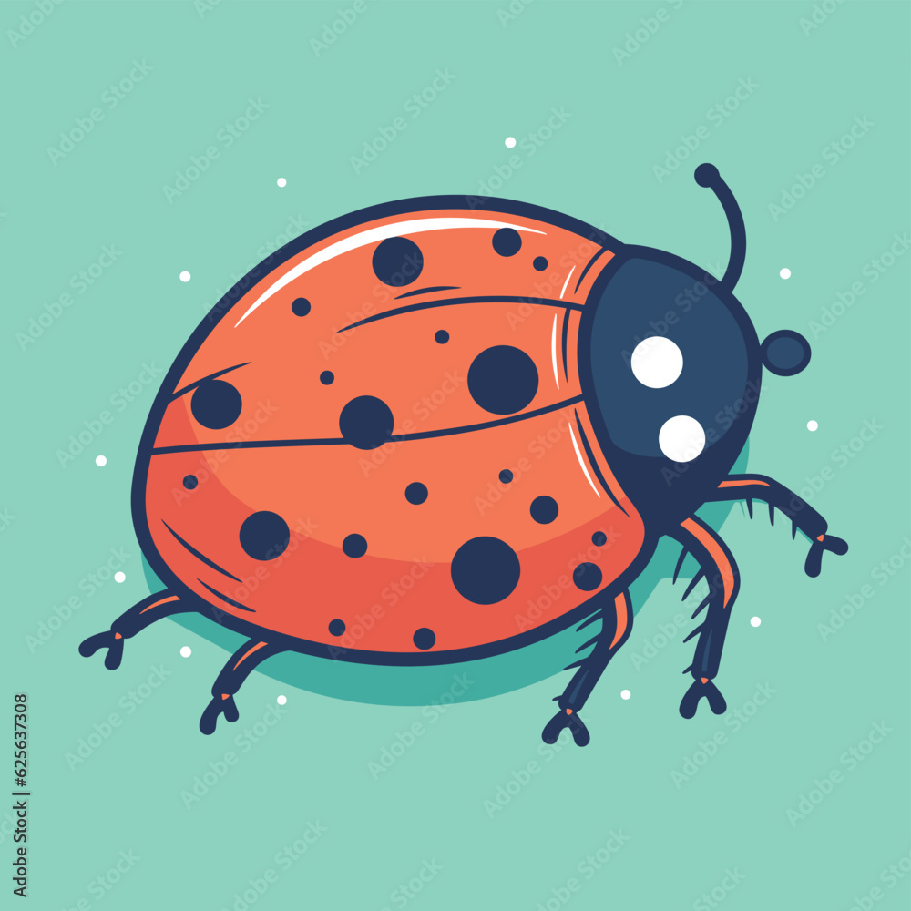 Vector of a ladybug perched on a vibrant green surface Vector of a ladybug perched on a vibrant green surface