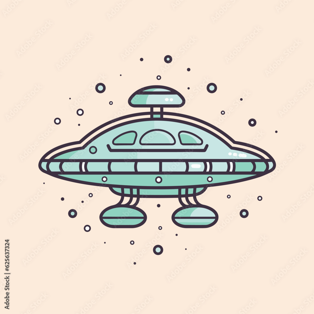 Vector of a mysterious green alien ship hovering in mid air