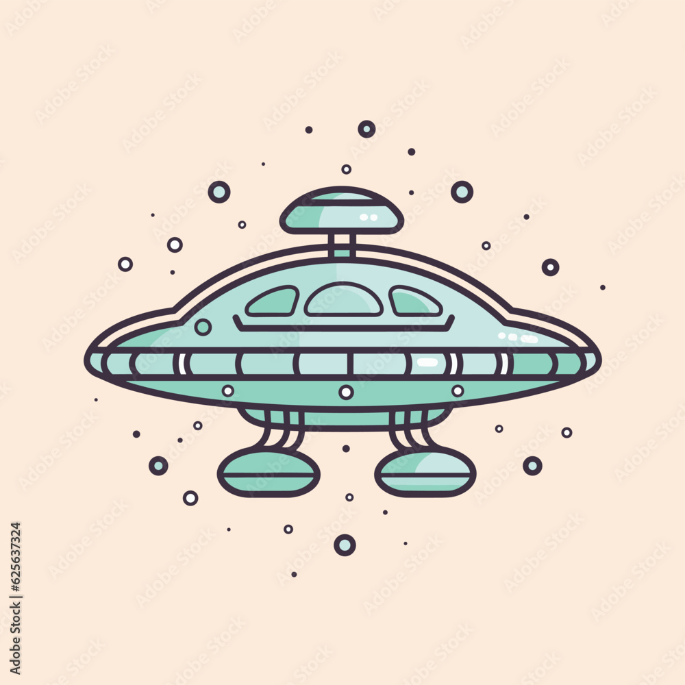 Vector of a mysterious green alien ship hovering in mid air Vector of a mysterious green alien ship hovering in mid air