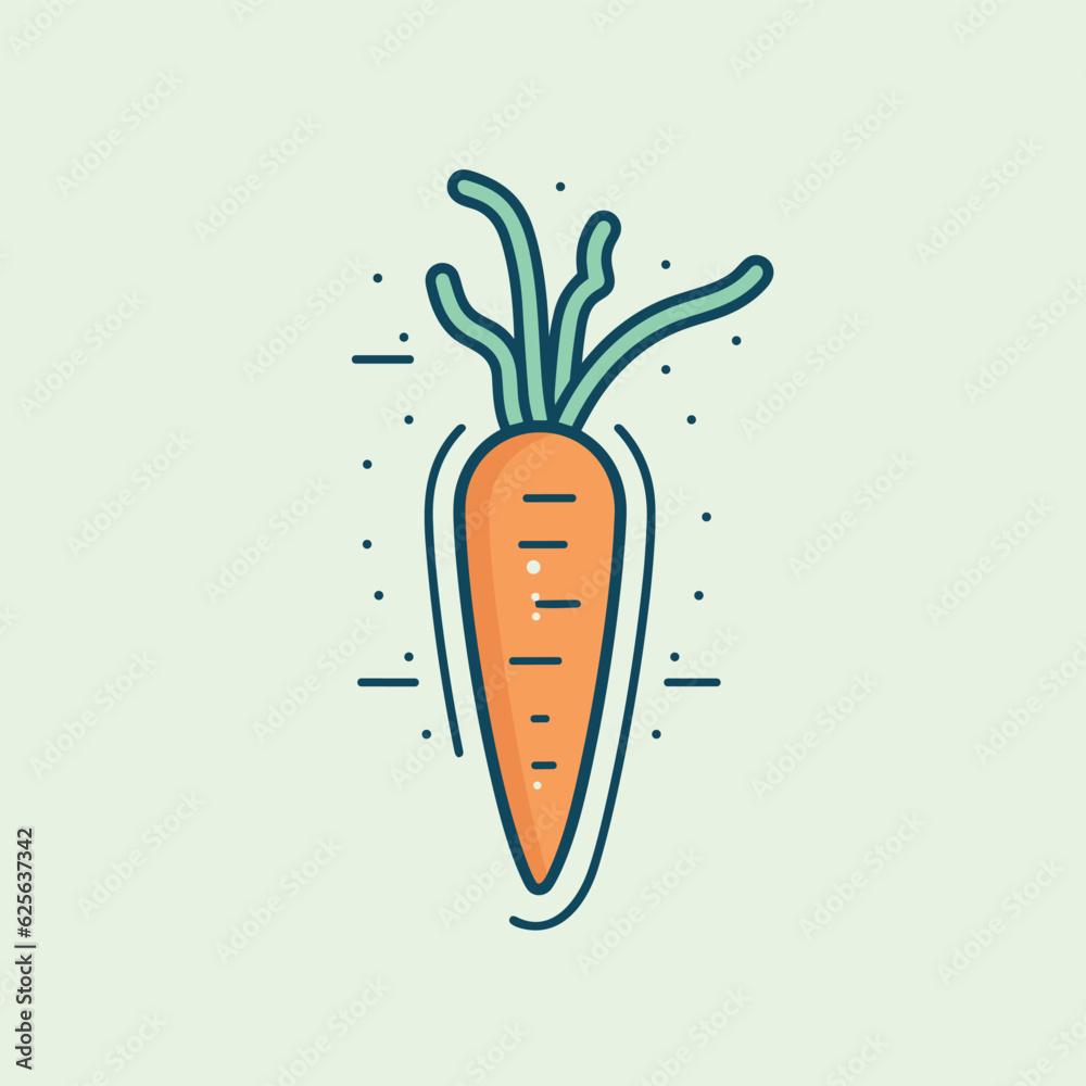 Vector of a fresh carrot with its green stalk intact Vector of a fresh carrot with its green stalk intact