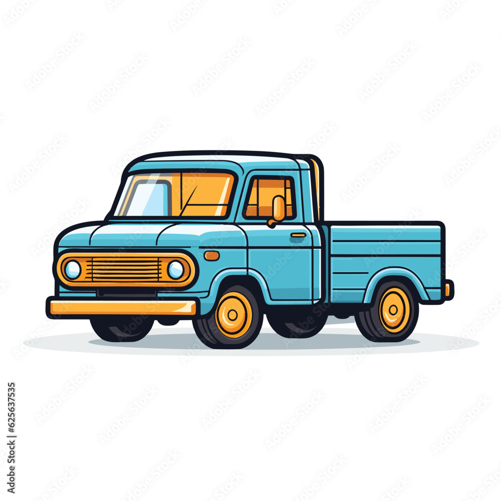 Vector of a blue and yellow truck on a white background Vector of a blue and yellow truck on a white background