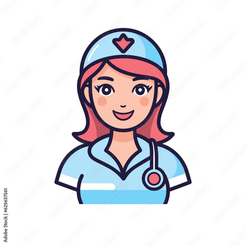 Vector of a female nurse holding a stethoscope
