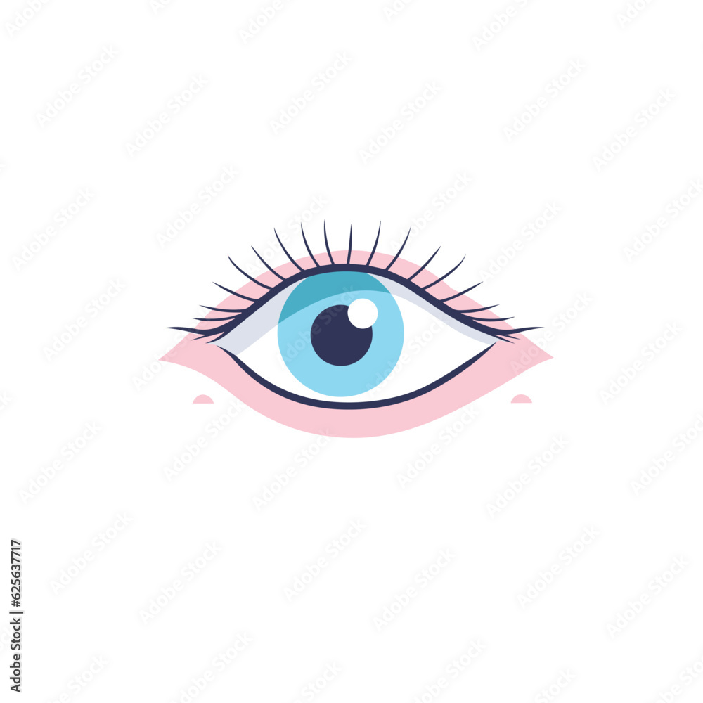 Vector of a mesmerizing blue eye with stunning long eyelashes