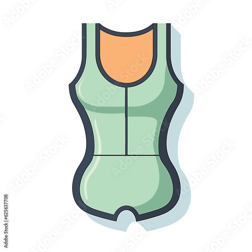 Vector of a womans bodysuit with a vibrant orange top