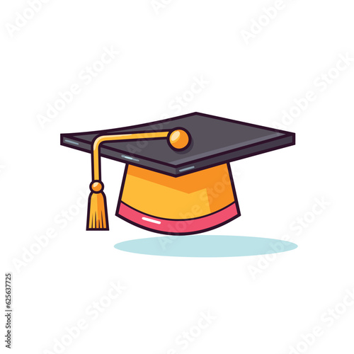Vector of a flat graduation cap with a tassel on it
