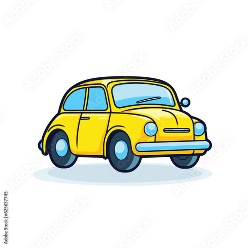 Vector of a vibrant yellow car against a clean white backdrop