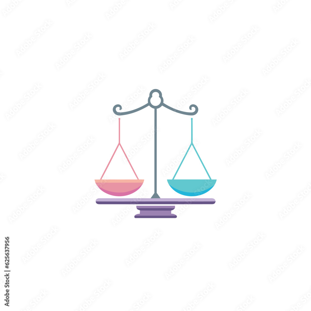 Vector of a balanced scale with a bowl on top, symbolizing equilibrium and harmony