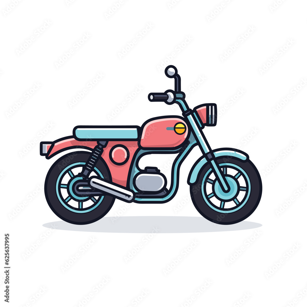 Vector of a vibrant red and blue motorcycle against a clean white background Vector of a vibrant red and blue motorcycle against a clean white background