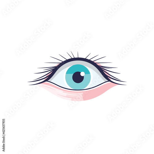 Vector of a close up of a beautiful blue eye with long, fluttering eyelashes