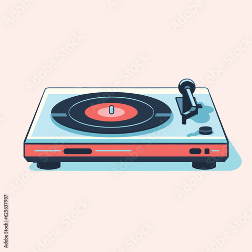 Vector of a vintage turntable with a record player in a modern flat