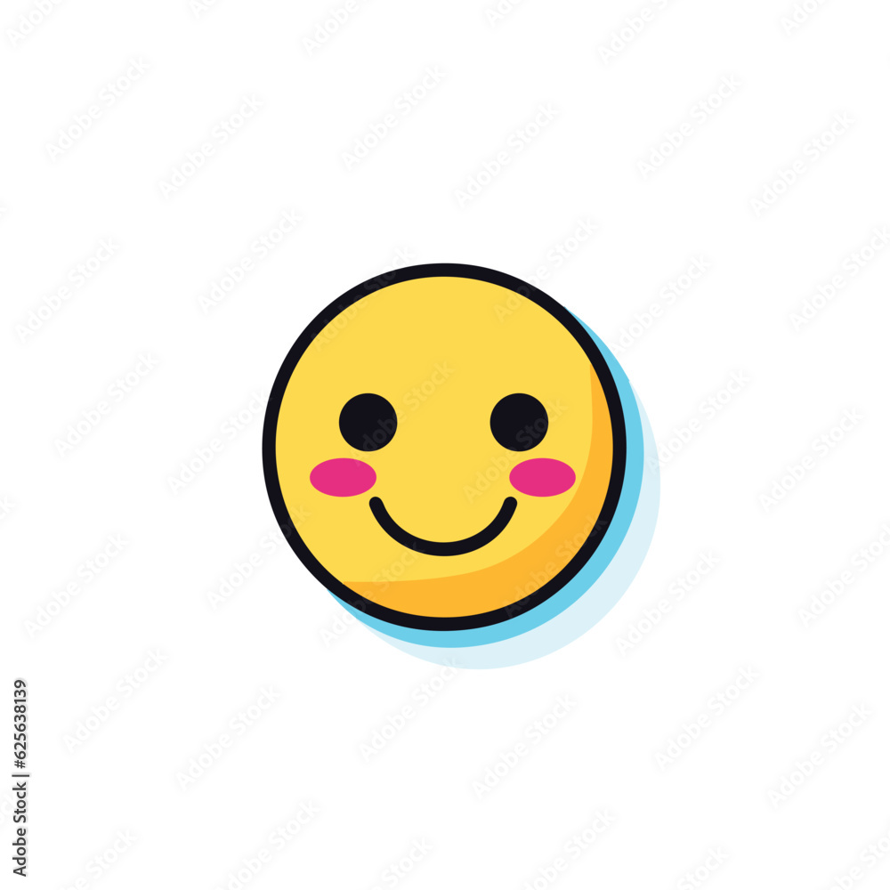 Vector of a flat yellow smiley face with pink eyes