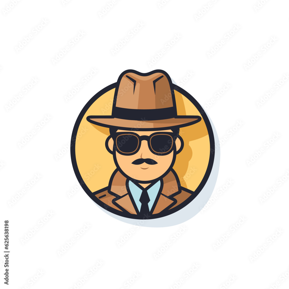 Vector of a stylish man wearing a hat and sunglasses in a modern urban setting