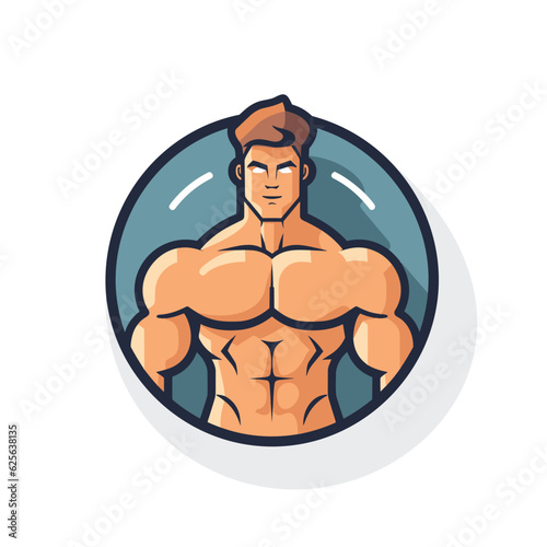 Vector of a flat, minimalist representation of a mans torso with a circle surrounding it