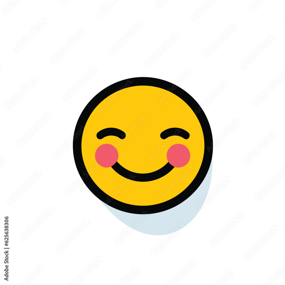 Vector of a flat yellow smiley face with a pink nose