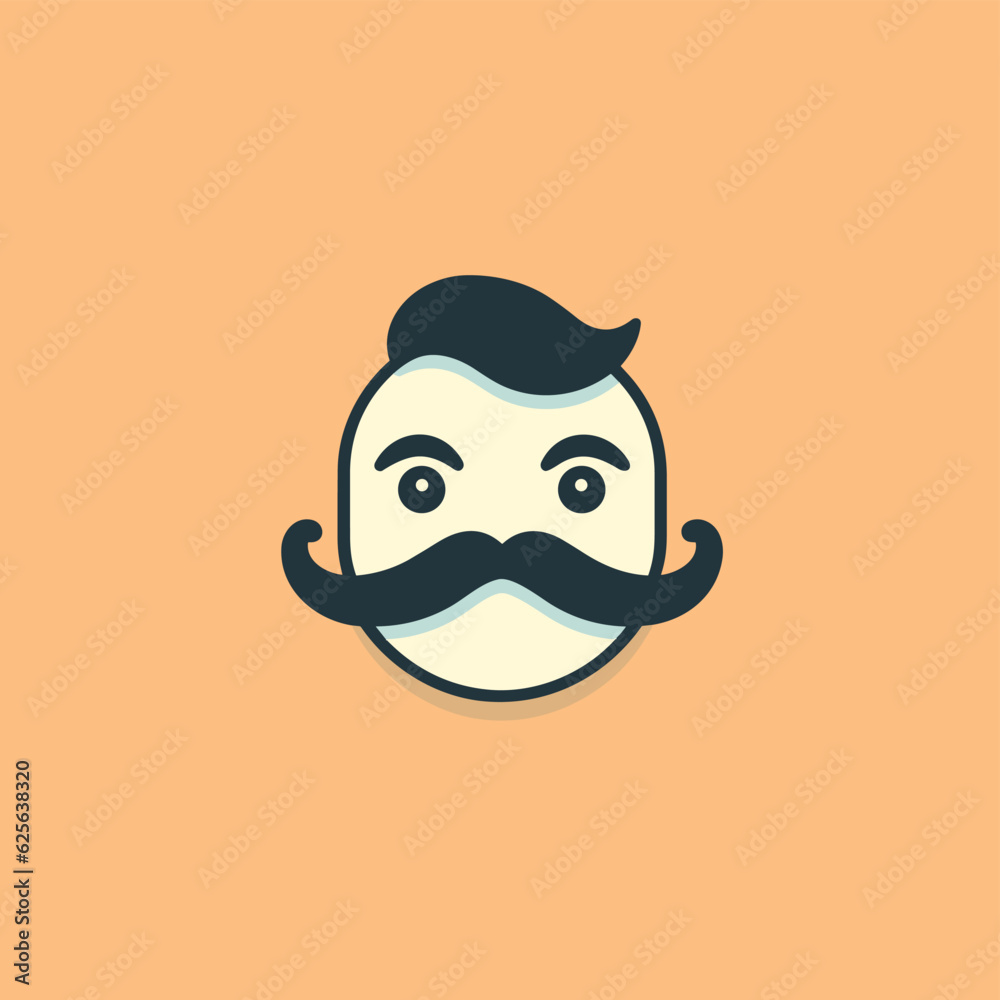 Vector of a man with a mustache on a yellow background in a minimalist style Vector of a man with a mustache on a yellow background in a minimalist style