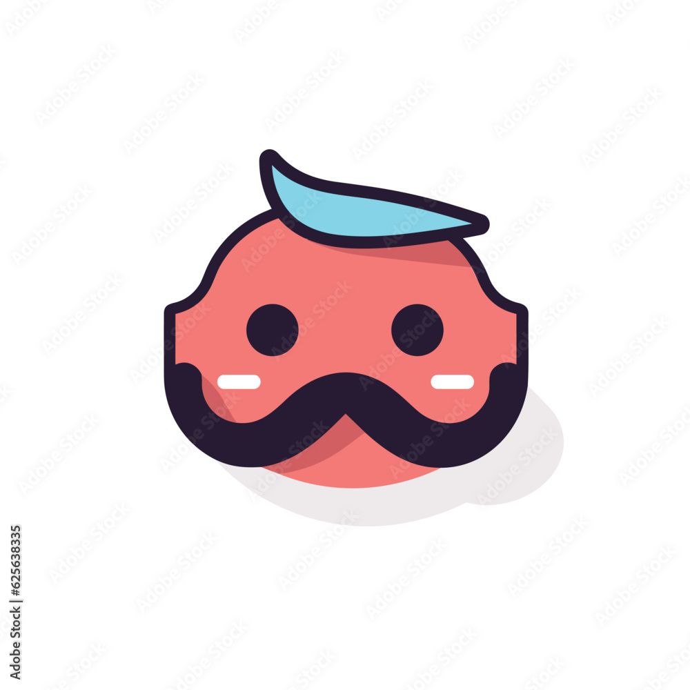 Vector of a bearded man with a mustache in a minimalistic flat setting Vector of a bearded man with a mustache in a minimalistic flat setting