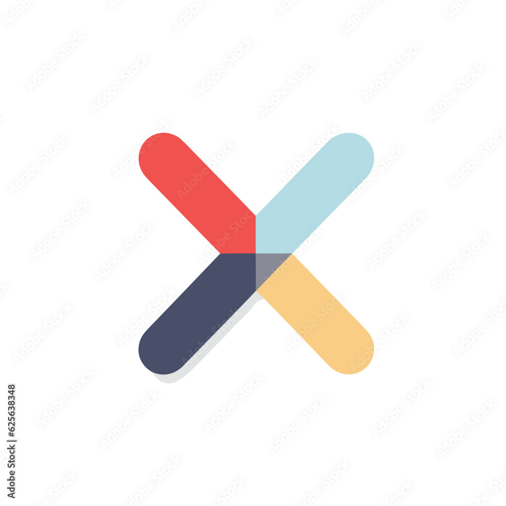 Vector of a vibrant flat icon featuring a cross symbol Vector of a vibrant flat icon featuring a cross symbol